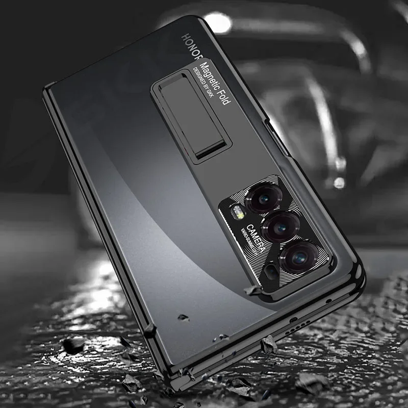 Luxury Plating Transparent Case for Honor Magic V2 Magnetic Hinge Outer Screen G