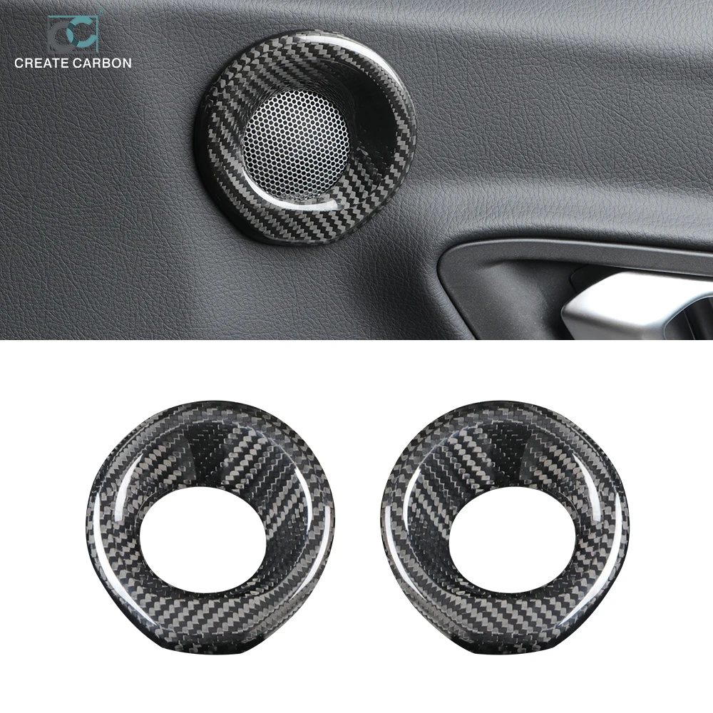 Carbon Fiber Door Audio Ring Decoration Cover for Supra A90 2019-2023 Horn Circle Cover, Car Door Panel Decoration Stickers