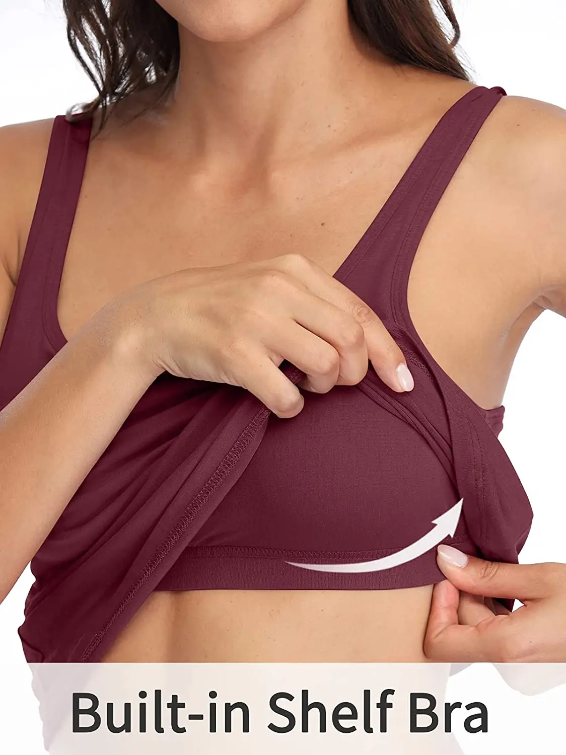 Attraco Women Camisole Scoop Neck Cotton Soft Comfortable Tank Tops Built-in Shelf Bra Adjustable Staps Sleepwear women lingerie tank top
