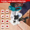 1600W Brushless Electric Hand Trimmer 5 Speeds Cordless Engraving Slotting Trimming Milling Wood Router For Makita 18V Battery 5