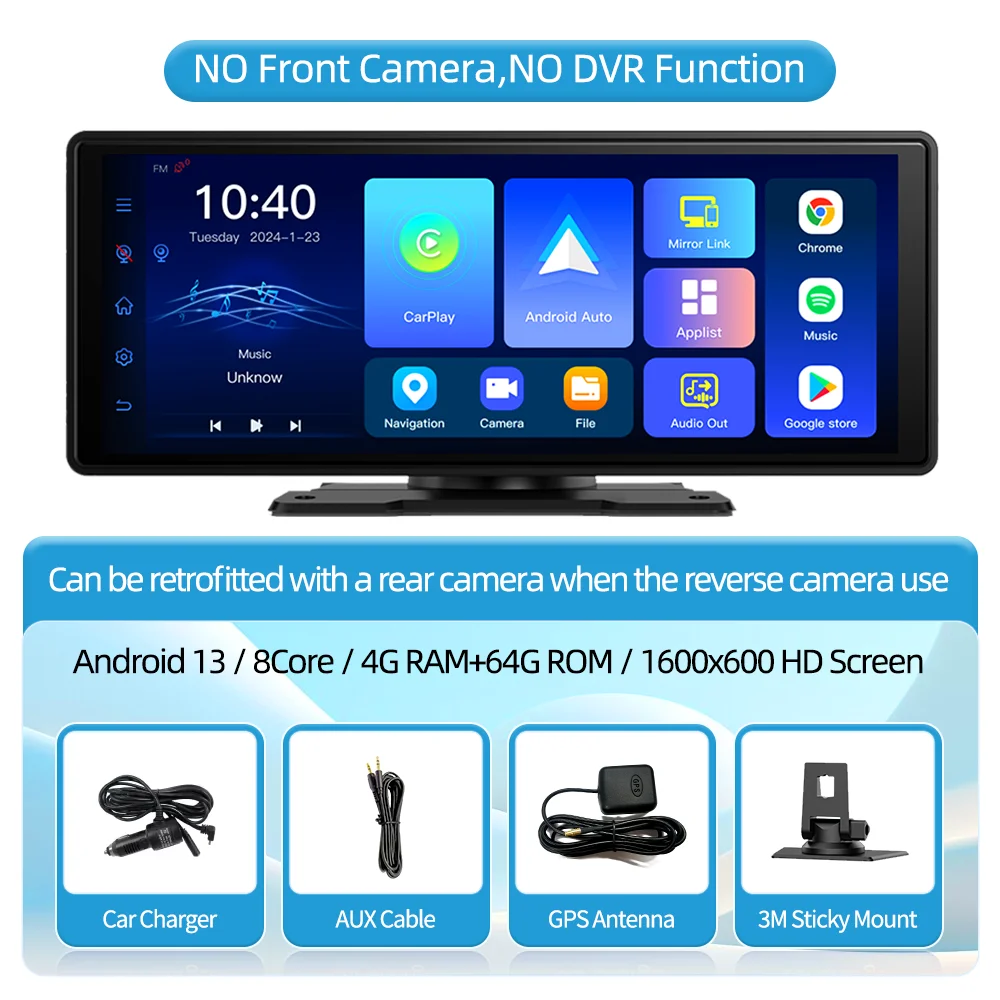 Imagebon Android 13 ダッシュカム ワイヤレス CarPlay