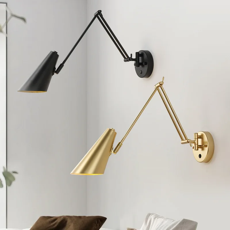 LED Wall Lamps Modern Adjustable Swing Long Arm Internal Touch Sensor Switch Household Bedside Lighting Decor Sconce Lights led light led wall lamp wall light