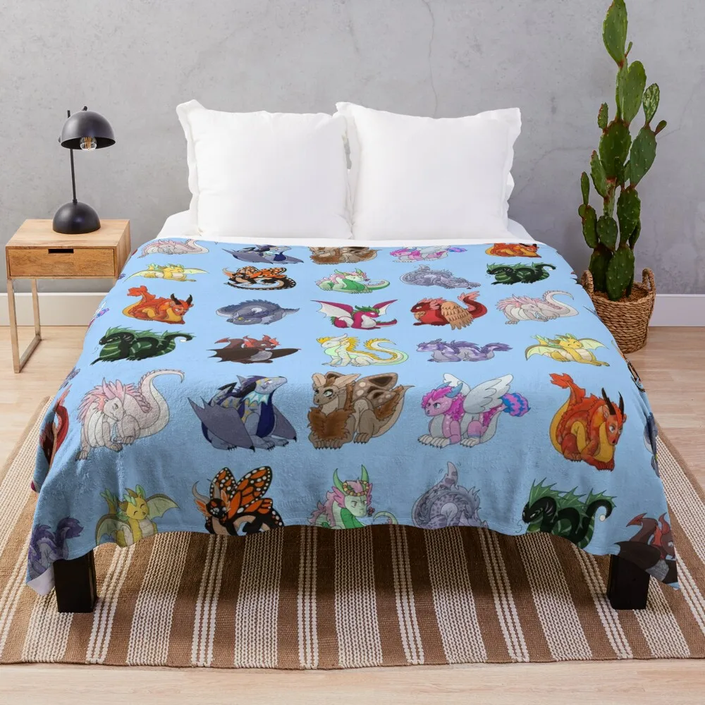 

Full Dragon Pattern (Blue vers.) Throw Blanket valentine gift ideas Furry anime bed plaid Blankets