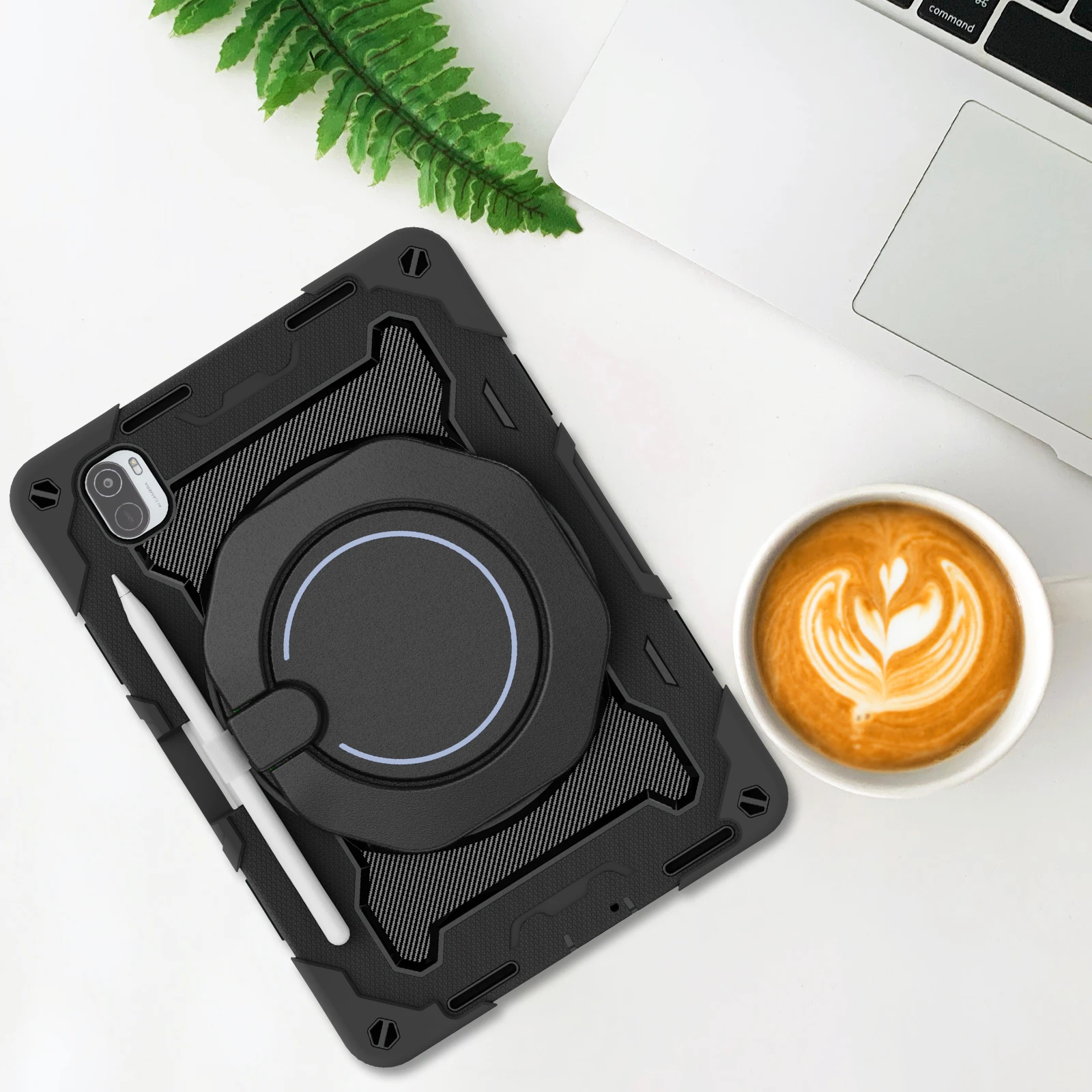 Ultimate 360 Rotatable Heavy Duty Tablet Stand Case with Handle Grip and 3-Layer Shockproof Armor