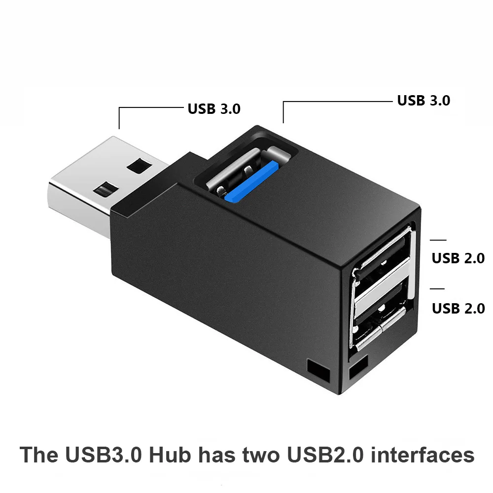 3 in 1 USB 3.0 HUB Adapter 3 Ports USB Extender High Speed Data Transfer Splitter Docking Station for PC Laptop U Disk Card Read