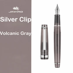 Elegant Silver Clip Luxury Fountain Pen with Extra Fine Nib - Premium Writing Instrument for Office & School Supplies (S - Volcanic Gray)