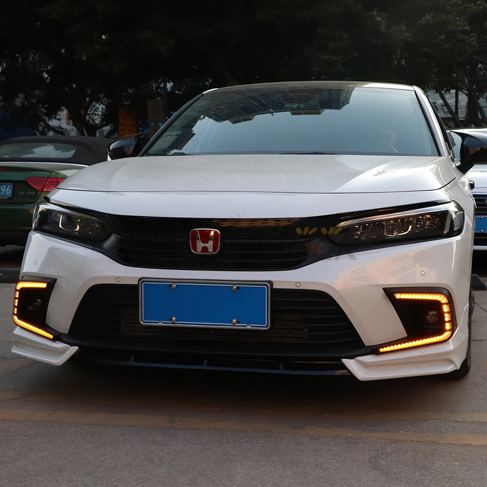 3 Color LED DRL Daytime Running Light For Honda Civic 2022 2023 Fog Lamp With Brake Dynamic Sequential Turn Signal Light