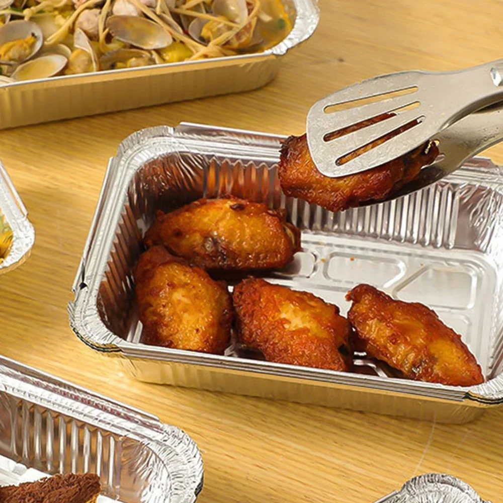 Oil-Proof Air Fryer Tin Box for Oven Steaming Basket Disposable Non-Stick Aluminum Foil Paper Box Kitchen Tool BBQ Tray 10/20pcs