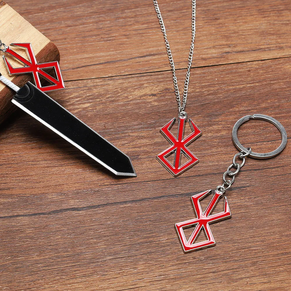 Game Berserk Behelit Guts Badge Red Sign Brand Of Sacrifice Sword Alloy Keychain Pendant Jewelry Cosplay Props Accessories game keychain,mini sword keychain,anime keychain pendant,game cosplay props