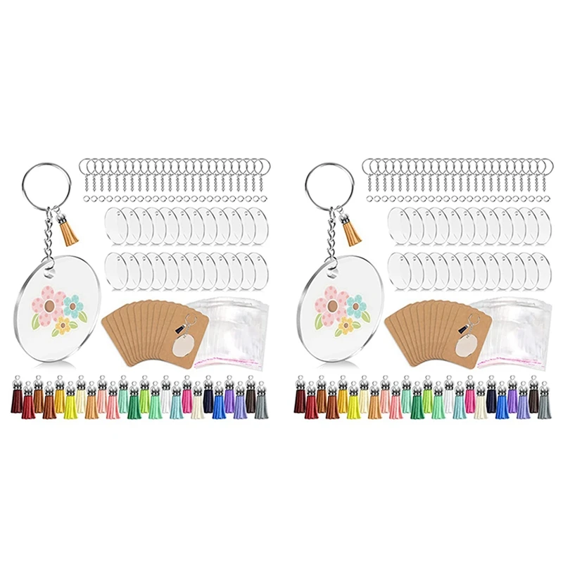 

288 PCS Acrylic Keychain Blank Set,Key Chain For Vinyl Key Come With Acrylic Blank Bulk, For DIY Keychain Vinyl Crafting