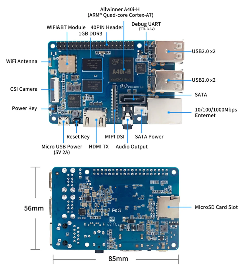 Banana Pi BPI-M2 Berry Mini Single Board Computer Allwinner A40i Quad-core Corte
