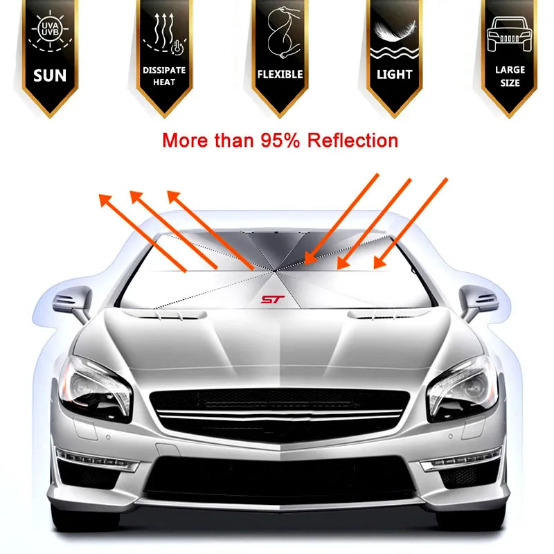 Car Sunshade Umbrella Car Front Window Sunshade Cover For Ford ST STLine Focus x 2 3 Kuga FIESTA MONDEO 3