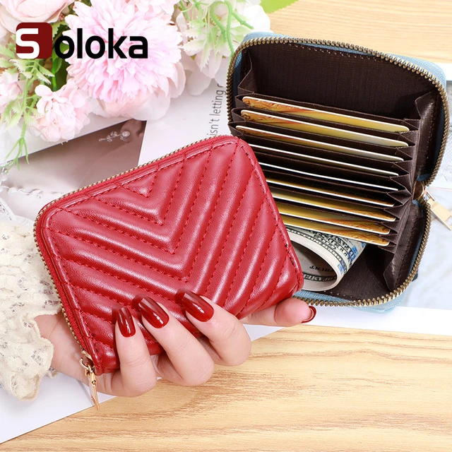 Fashion Genuine Leather Card Holders Women Luxury Design Quilted Thread Coin  Purse Zipper Around Small Wallet Multi Pockets - AliExpress