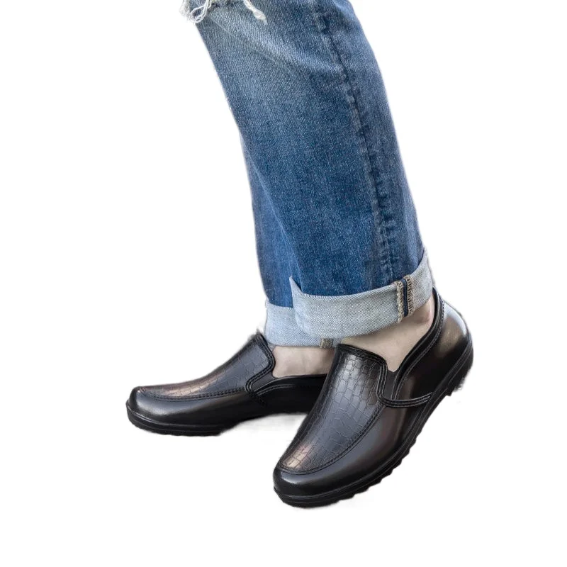 

Новые модные мужские резиновые ботинки до щиколотки, Нескользящие резиновые ботинки из ПВХ, водонепроницаемая Мужская Водная обувь, резиновые сапоги, садовая резиновая обувь