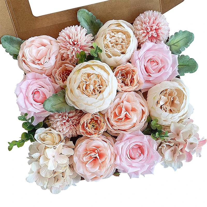 

Artificial Flowers Combo Box Set Silk Dahlia Bulk for DIY Wedding Bouquets Bridal Shower Decorations Faux Flower Centerpieces