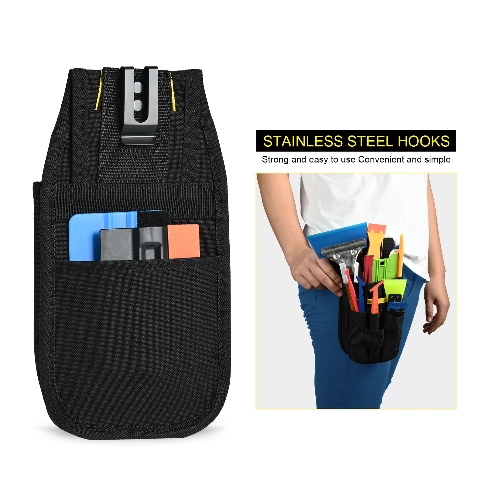Vinyl Wrap Car Tools Bag Magnetic Waistband Storage Tool Window Wash Glass Clean Scraper Tinting Squeegee Organizer Pouch FOSHIO car wrapping tools,automotive film tools