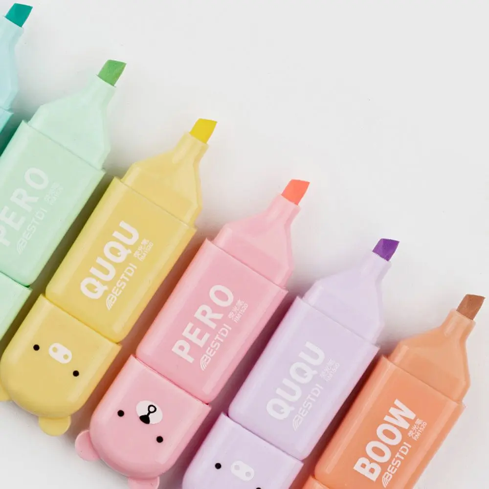 

Канцелярские принадлежности для письма, Набор цветных чернильных маркеров, ручка с животными, флуоресцентная ручка, макарон, маркеры с наклонным кончиком