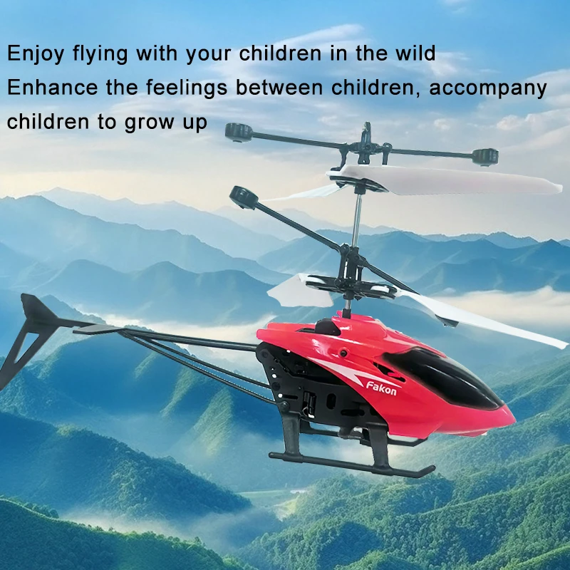 Mini drone télécommandé rechargeable pour enfant posé sur une table, avec ses hélices et son design coloré.