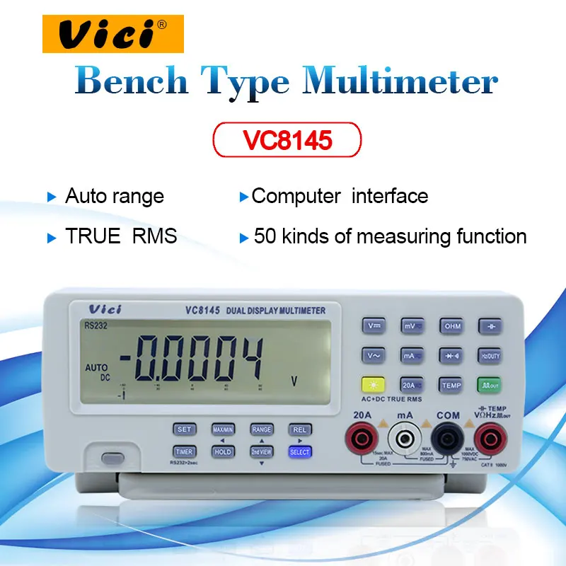 VICI VC8145 LCD Auto Range Multimetro Voltmeter Digital Bench Top Multimeter Temperature Meter Dual-display 80000 Tester VC8045