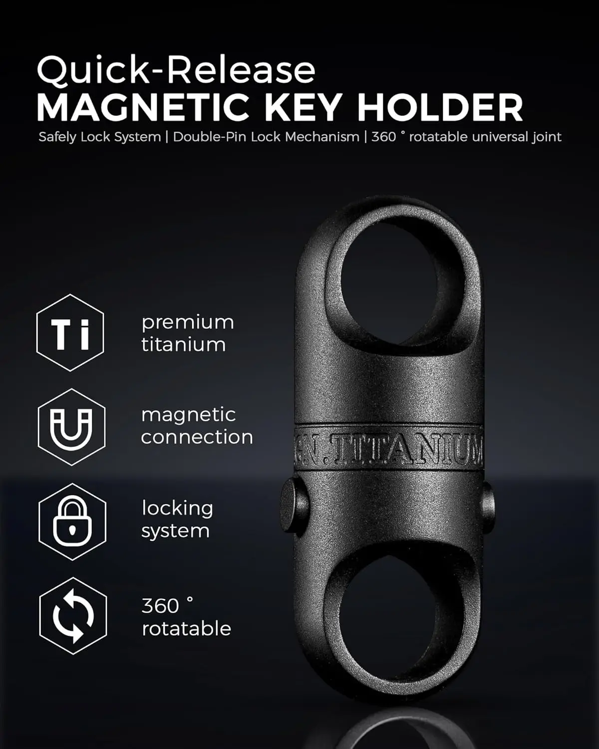 Quick Release Keychain, Titanium Detachable Magnetic Key Holder with 2/3inch D Ring for Car Key Fob,Safely Lock System 3