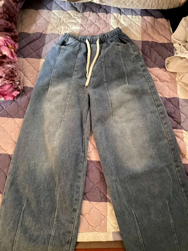 Women Vintage Streetwear Denim Pants Korean Loose Oversized