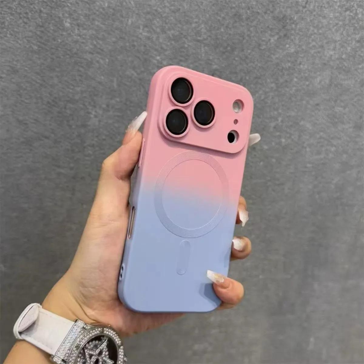 Silicone Soft Gradient Magnetic Phone Case - Slim & Protective Design