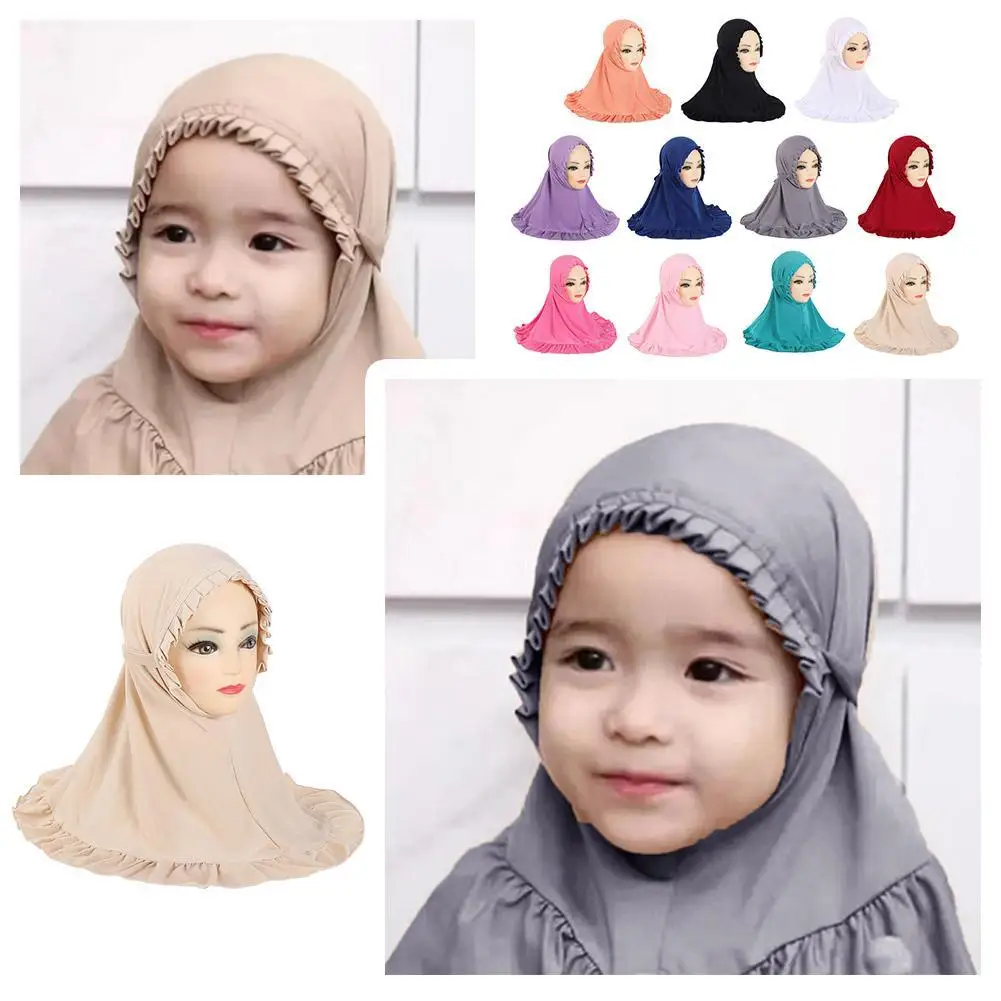 Beautiful Headscarf Fit 3-6 Years Old Girls Cute Hijab Baby Caps Cute Hijab Head Scarf Baby Muslim Shawl Turban Caps