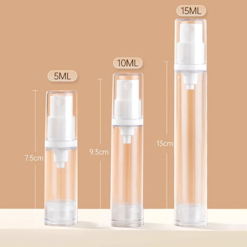 5/10/15ml Clear Empty Refillable Bottle Airless Vacuum Pump Foundation Dispense Portable Bottle Set Sample Container Empty Tubes