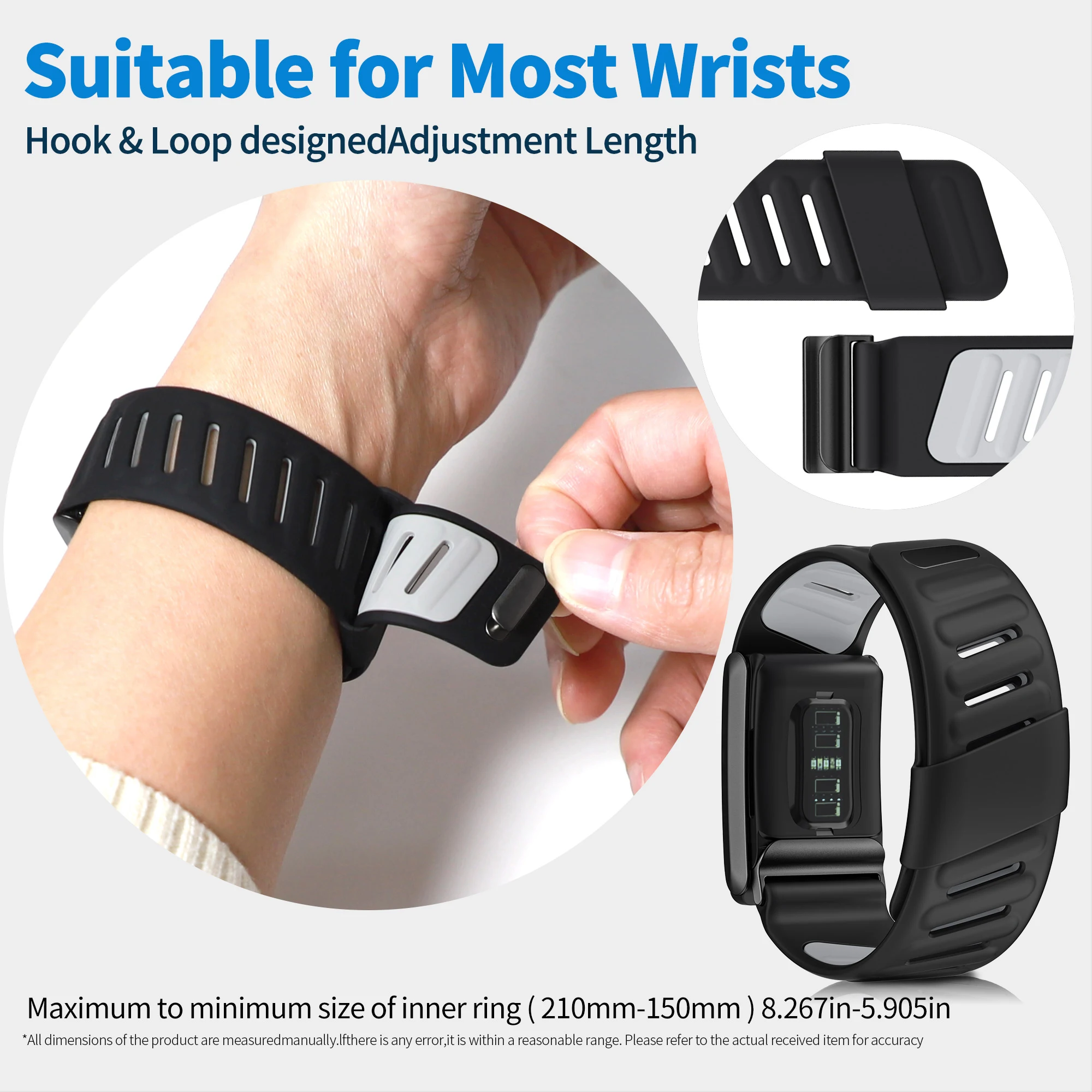 SportFlex Wrist Band Soft-Touch Silicone Waterproof and Sweatproof Replacement Band Compatible for WHOOP 4.0 HRM 5