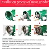 Professional 32 Industrial Commercial Electric Duck Chicken Fish Bone Chili Lamb Beef Meat Mince Mincer Grinding Grinder Machine 5