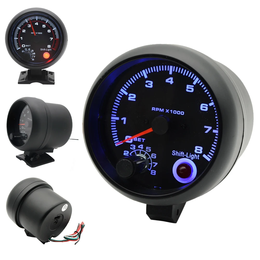 Tachometer gauge for 4/6/8 cylinder engine 3.75 inch 12V 0-8000 RPM