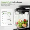 Commercial Blender 1500W Vacuum Blender for Less Foam Professional-Grade Quiet Shield Kitchen Timer 9 Speeds 6 Programs 4