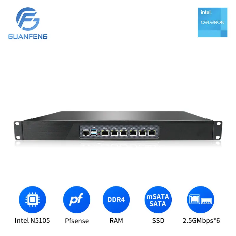 GF 6X2 5GE 1U Rack Celeron N5105 Gf 6x2 5ge 1u rack celeron n5105