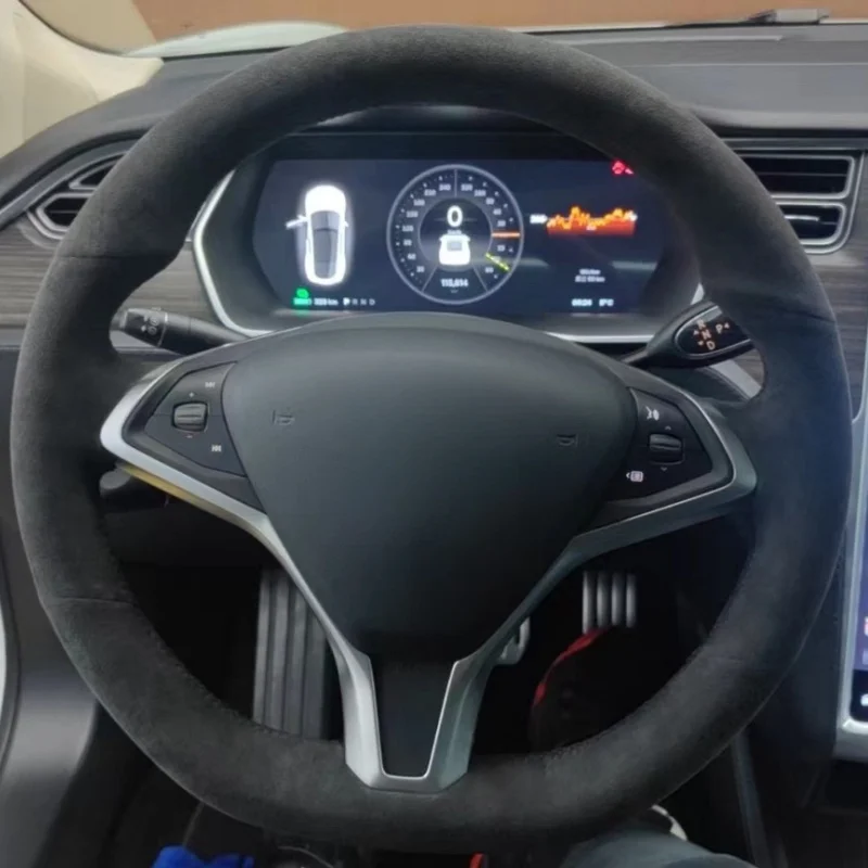 Wildleder Lenkrad Abdeckung Für Tesla Model S 2009-2018 Tesla Model X 2012-2018 Griff Abdeckung Innen auto Zubehör