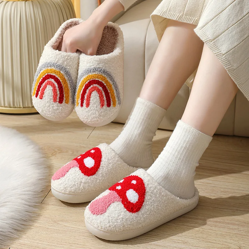 Winter Cute Cartoon Home Cotton Slippers Wholesale Household Fur Slippers Female Couple Warm Slippers Indoor slides women
