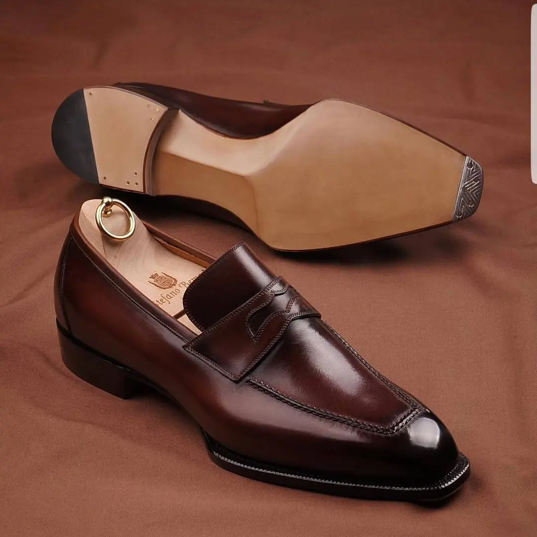 

Handmade brown and black men's mask premium slip-on shoes