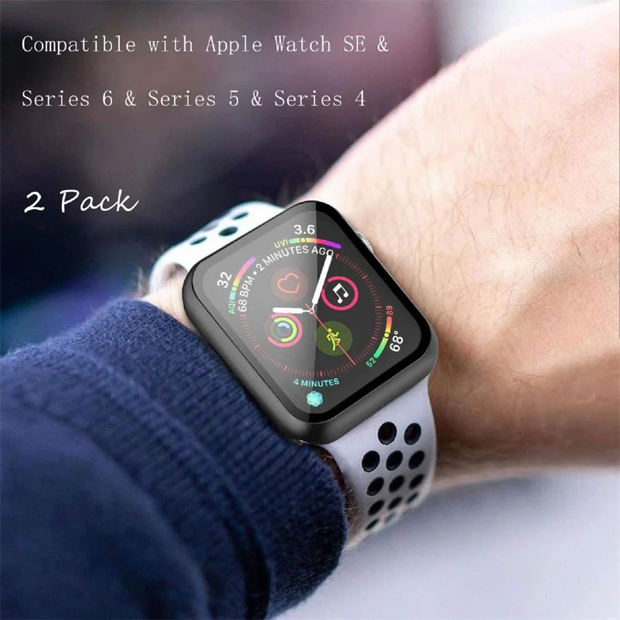 Premium Tempered Glass & PC Bumper Case for Apple Watch - Screen Protector Cover