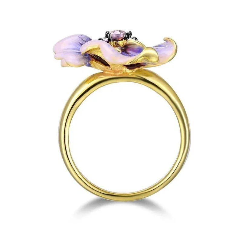 Ring Classic Ladies Floret Jewelry Birthday Proposal Date Engagement Wedding Flowers Crystal Size 6 7 8 9 10