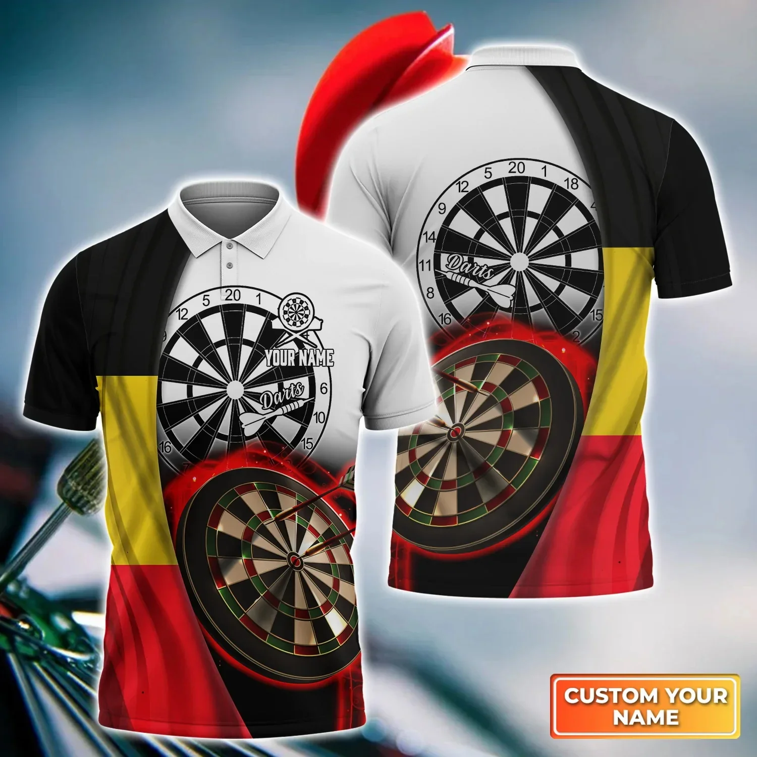 PLstar Cosmos Personalisierte Name Darts Player 3D Gedruckt Sommer Polo-Shirt Unisex Kurzarm Shirts Geschenk für Darts Liebhaber POL-38 – Detail 9