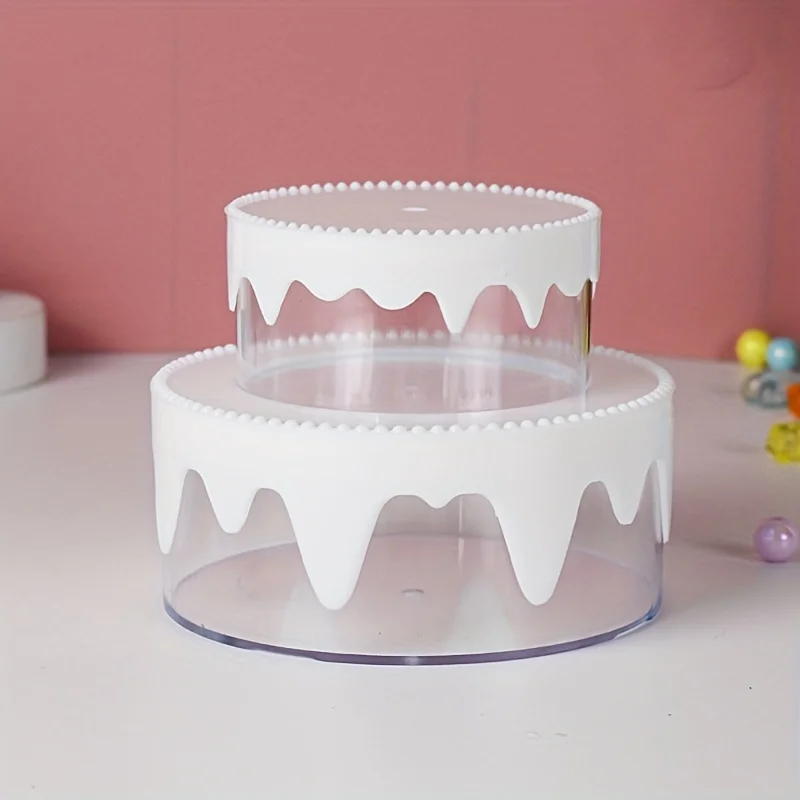Cream Cake Shape Storage Box, Double Layer Plastic Organizer for Jewelry Watches Storage, Home Decor Birthday Gift