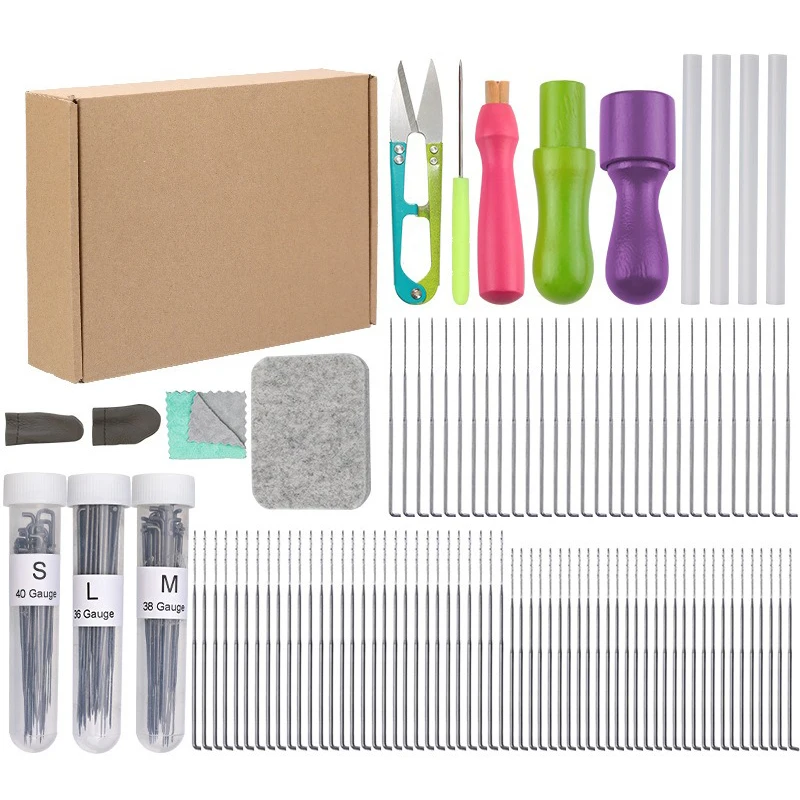 3 Styles Wool Felting Needles Tools Kit Wooden Handle Needles Finger Cot Felting Supplies Set for Beginners