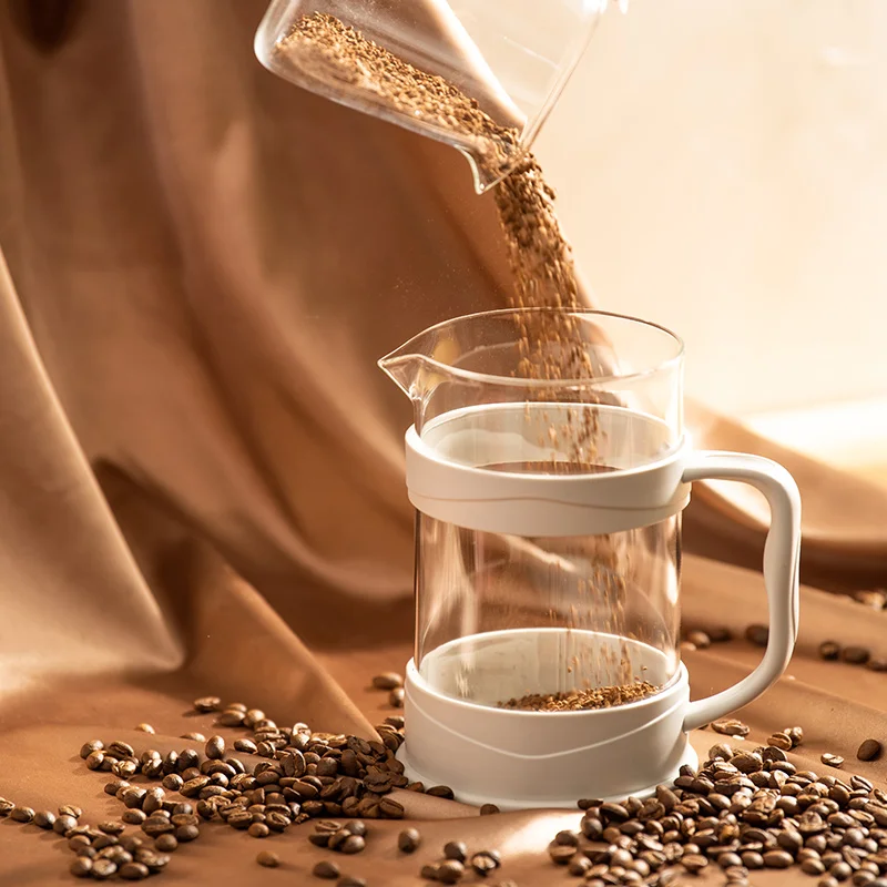 PARACITY White Transparent Heat-resistant Glass French Press 350ML Household Coffee Maker Kitchen French Press For Coffee 1 PARACITY White Transparent Heat-resistant Glass French Press 350ML Household Coffee Maker Kitchen French Press For Coffee 1