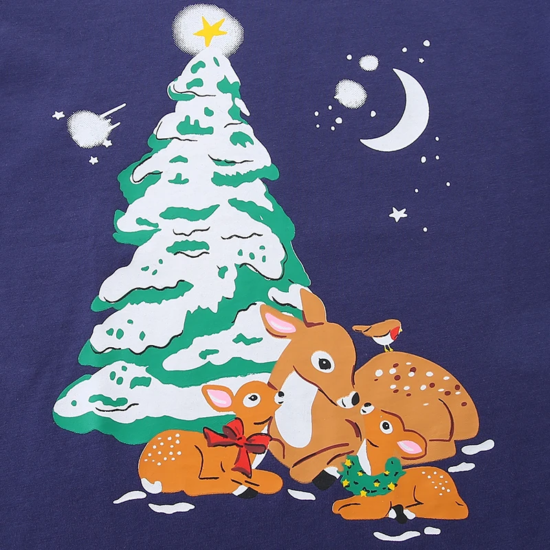 Children's Clothing 2025 Autumn Luminous Christmas Tree Deer Long Sleeves T-shirt Cotton Tops Boys Kids Clothes