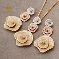 JRH Engagement Jewelry Sets Gold Plated Wedding Bridal Jewelry Set Necklace Earring For Women CZ Imitation African Dubai Gift