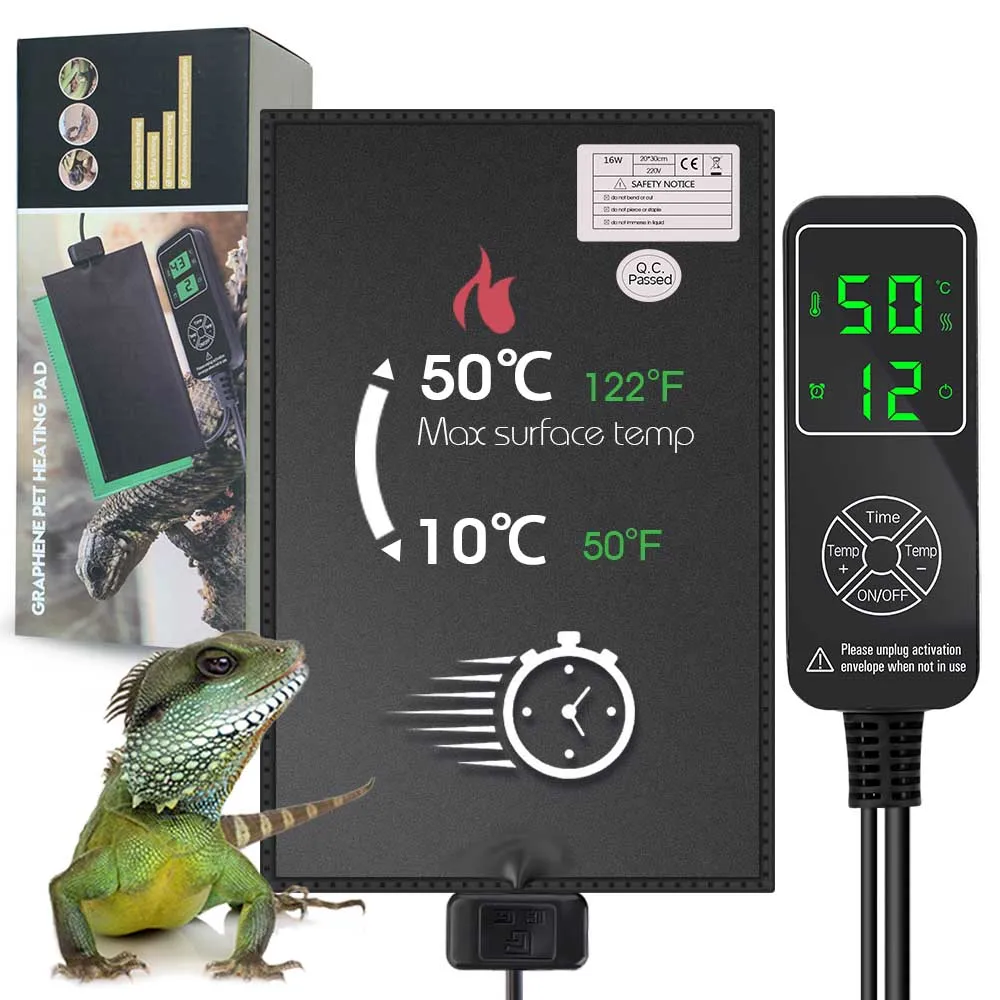 Reptile Heat Mats 7/16/53/110W Garden Greenhouse Plants Seedling Plants Heating Pad Adjustable Temperature Controller