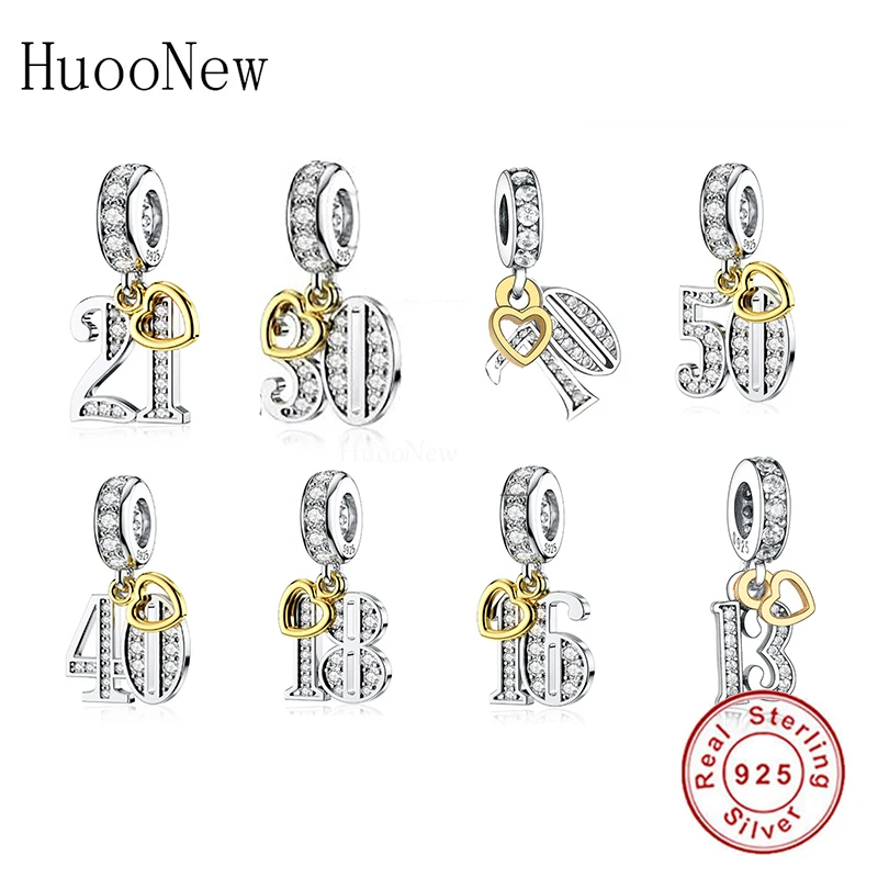 

Alphabet Numbers 13 16 18 21 30 40 50 60 70 Bead Fit Original Brand Charm Bracelet Authentic 925 Silver Making Berloque 2022 New