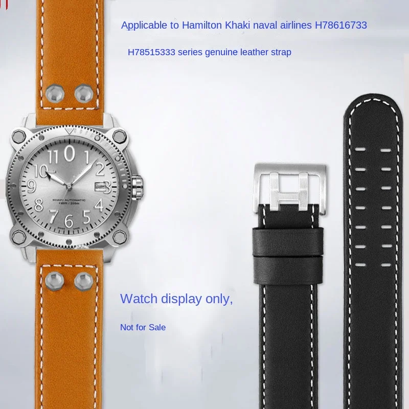 Cinturino In Pelle Per Hamilton Khaki Naval Airlines H78616733 H78515333 Cinturino In Pelle Per Uomo 22Mm/24Mm