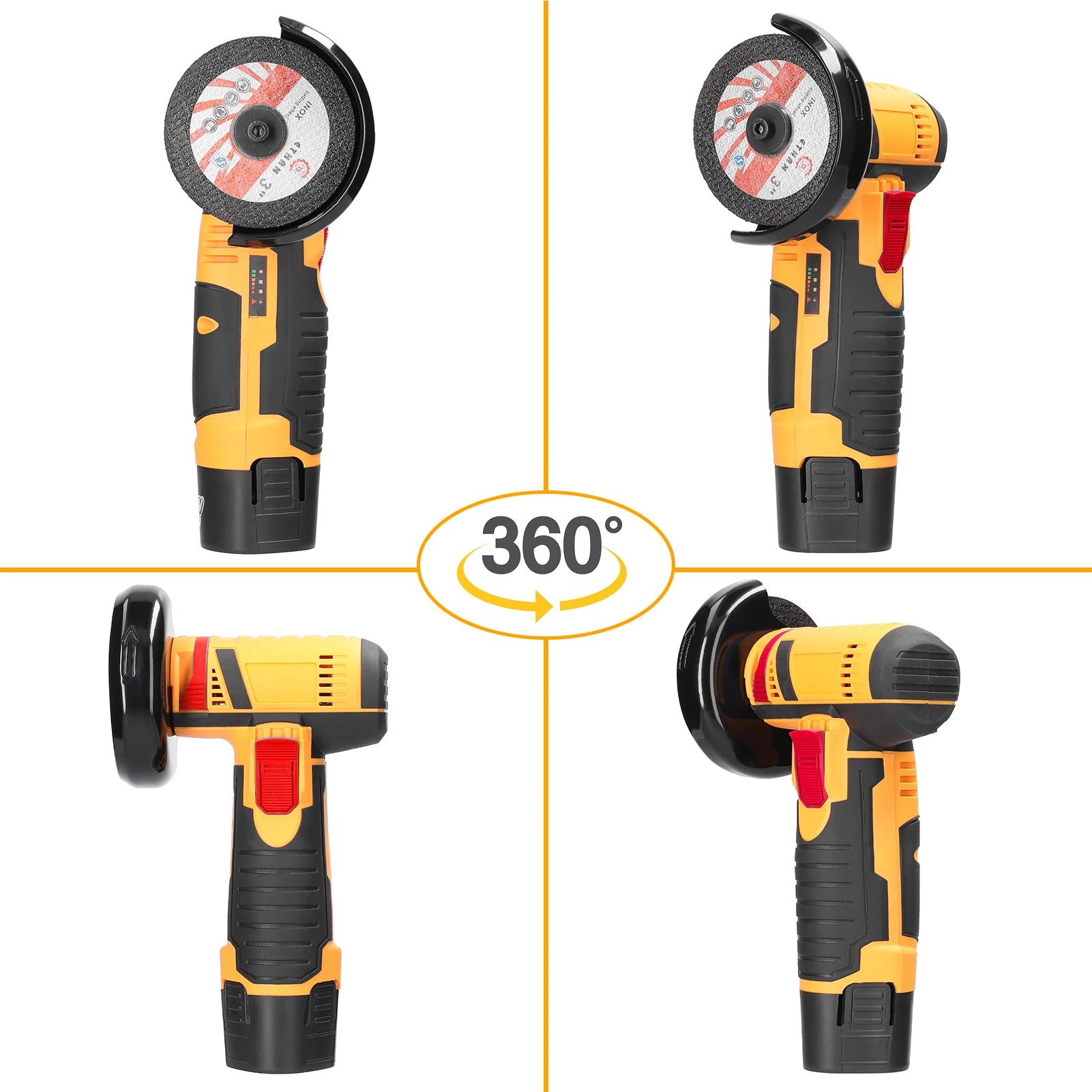 Amoladora angular con indicador de batería, 12V, 19500rpm, rectificadora eléctrica inalámbrica, Mini máquina pulidora, amoladora de corte de diamante