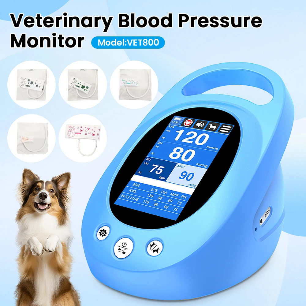 Portable Pet Blood Pressure Monitor with 4.3 Inch IPS Display and Touch Screen for Veterinary Use NIBP Tension Meter