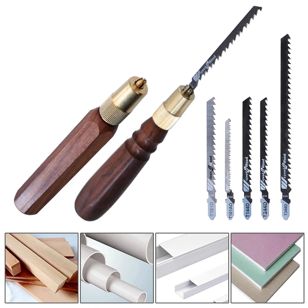 Mini Hand Saw Set with High Carbon Steel Coarse & Fine Tooth Saw Blade for Cutting Wood Replaceable Blade and Wood Handle